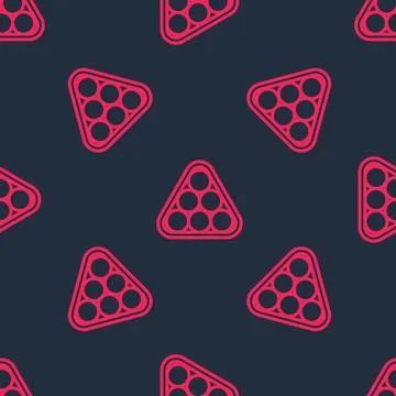 Red line Billiard balls in a rack triangle icon isolated seamless pattern on Stock Illustration