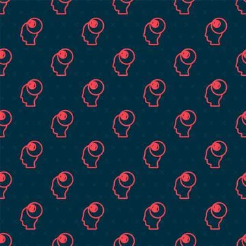 Red line Billiard pool snooker ball with number 8 icon isolated seamless pattern Stock Illustration
