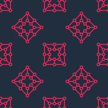 Red line Board game icon isolated seamless pattern on black background. Vector Illustrazione stock