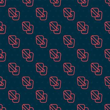 Red line Boxing training paws icon isolated seamless pattern on black background Stock Illustration