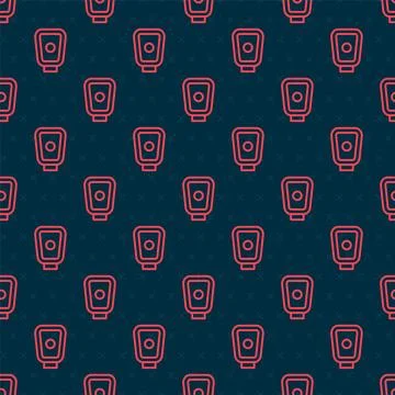 Red line Boxing training paws icon isolated seamless pattern on black backg.. Stock Illustration