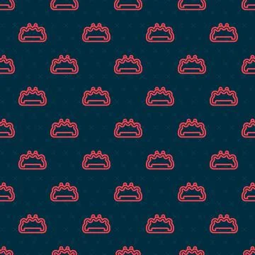 Red line Brass knuckles icon isolated seamless pattern on black background Stock Illustration