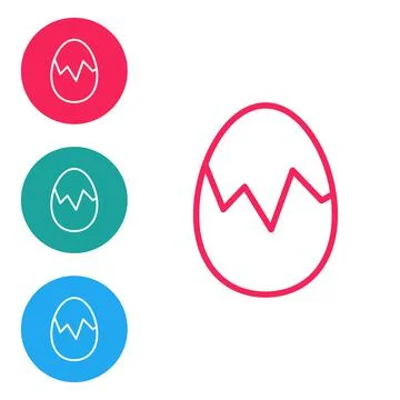 Red line Broken egg icon isolated on white background. Happy Easter. Set icon Illustrazione stock