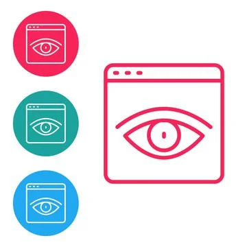 Red line Browser incognito window icon isolated on white background. Set icon Stock Illustration