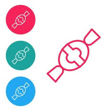 Red line Candy icon isolated on white background. Happy Halloween party. Set  Stock Illustration