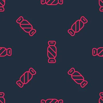 Red line Candy icon isolated seamless pattern on black background. Happy Stock Illustration