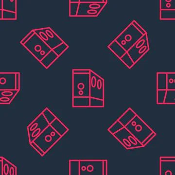 Red line Case of computer icon isolated seamless pattern on black background 스톡 일러스트