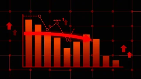 Red line chart financial chart Stock Footage 206653093