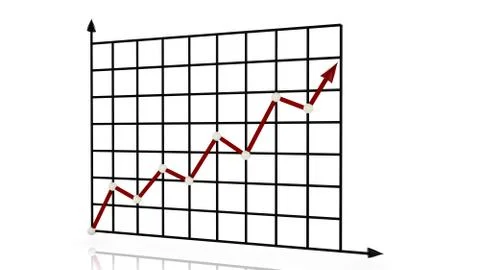 Red line chart rising Stock Illustration