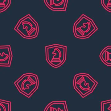 Red line Chess icon isolated seamless pattern on black background. Business Stockillustratie