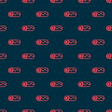 Red line Chocolate roll cake icon isolated seamless pattern on black background Illustrazione stock