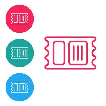 Red line Circus ticket icon isolated on white background. Amusement park. Set Stock-Illustration