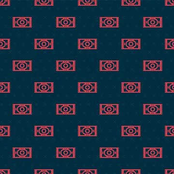 Red line Classic carpet icon isolated seamless pattern on black background Stock Illustration
