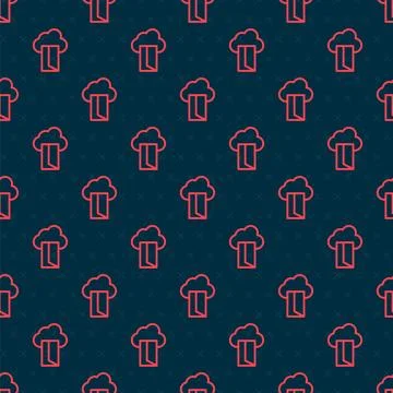 Red line Cloud database icon isolated seamless pattern on black background 스톡 일러스트