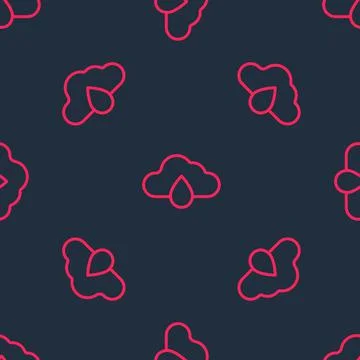 Red line Cloud with rain icon isolated seamless pattern on black background イラスト素材