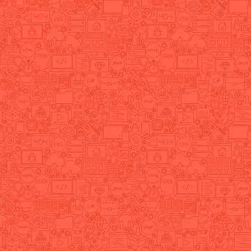 Red Line Coding Seamless Pattern 스톡 일러스트