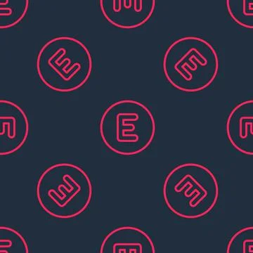 Red line Compass west icon isolated seamless pattern on black background イラスト素材