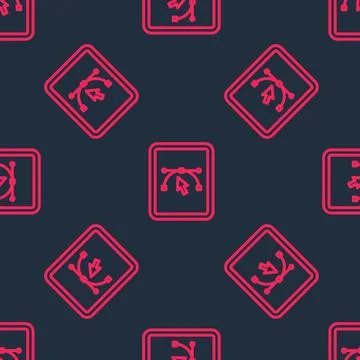 Red line Computer display with vector design program icon isolated on isola.. Illustrazione stock