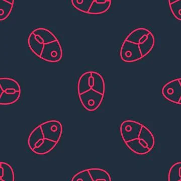 Red line Computer mouse gaming icon isolated seamless pattern on black Illustrazione stock