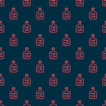 Red line Cutting board icon isolated seamless pattern on black background Stock Illustration
