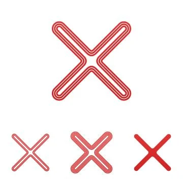 Red line delete logo design set Stock Illustration