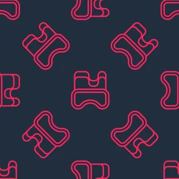 Red line Diving mask icon isolated seamless pattern on black background. Extreme Illustrazione stock