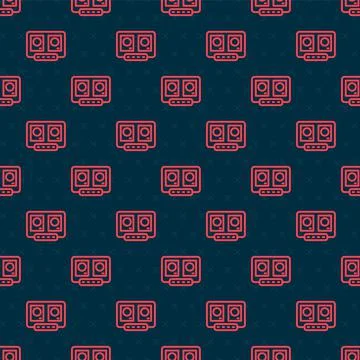 Red line DJ remote for playing and mixing music icon isolated seamless pattern 스톡 일러스트
