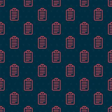 Red line To do list or planning icon isolated seamless pattern on black Illustrazione stock