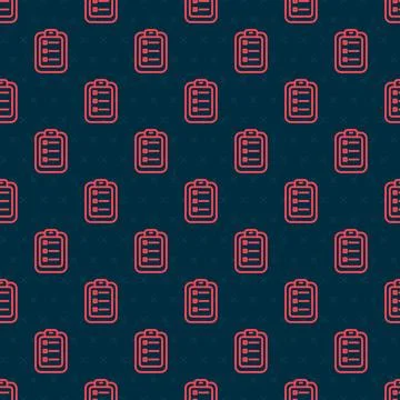 Red line To do list or planning icon isolated seamless pattern on black イラスト素材
