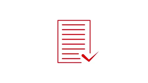 Red line drawing animation showing document completion with checkmark on wh.. Stock Footage 341228910