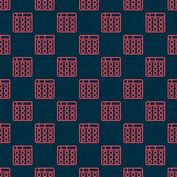 Red line Drum machine music producer equipment icon isolated seamless pattern on イラスト素材