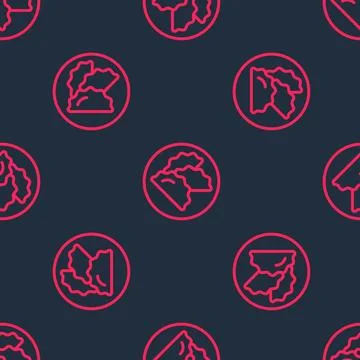 Red line Dumpling icon isolated seamless pattern on black background Stock Illustration