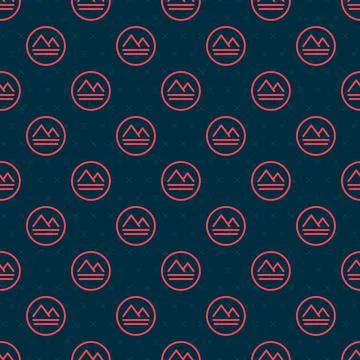 Red line Earth element of the symbol alchemy icon isolated seamless pattern o Stock Illustration