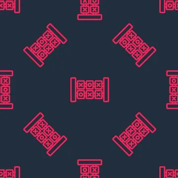 Red line Education logic game for preschool kids icon isolated seamless pattern Illustrazione stock