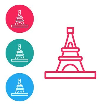 Red line Eiffel tower icon isolated on white background. France Paris landmark Illustrazione stock