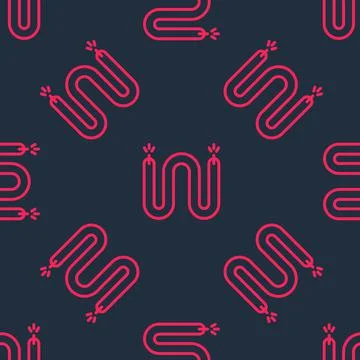 Red line Electric cable icon isolated seamless pattern on black background Illustrazione stock