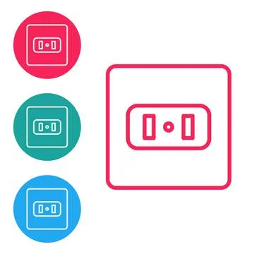 Red line Electrical outlet icon isolated on white background. Power socket 스톡 일러스트