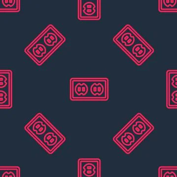 Red line Electrical outlet icon isolated seamless pattern on black background Illustrazione stock