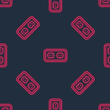 Red line Electrical outlet icon isolated seamless pattern on black background Illustrazione stock