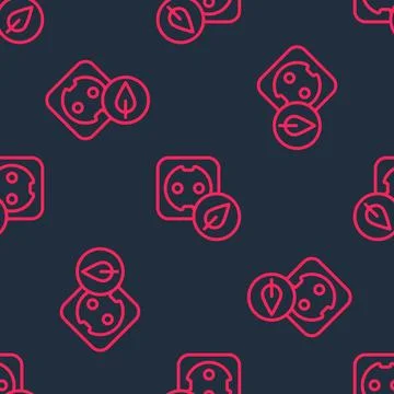 Red line Electrical outlet icon isolated seamless pattern on black background Stock Illustration
