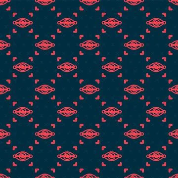 Red line Eye scan icon isolated seamless pattern on black background. Scanning Stock Illustration