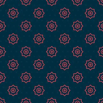 Red line Falling star icon isolated seamless pattern on black background Stock Illustration