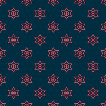 Red line Falling star icon isolated seamless pattern on black background. M.. Stock Illustration