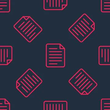 Red line File document icon isolated seamless pattern on black background イラスト素材