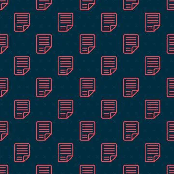 Red line File document icon isolated seamless pattern on black background イラスト素材