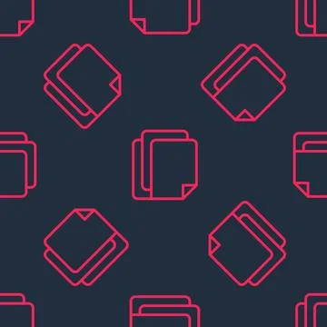 Red line File document icon isolated seamless pattern on black background イラスト素材