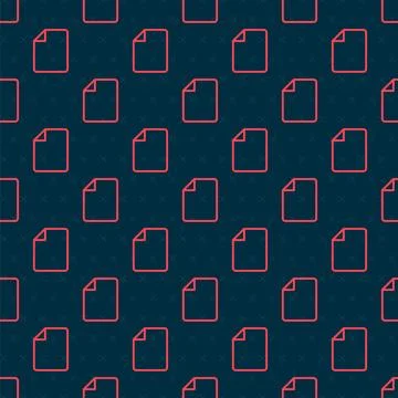Red line File document icon isolated seamless pattern on black background. .. Stock Illustration