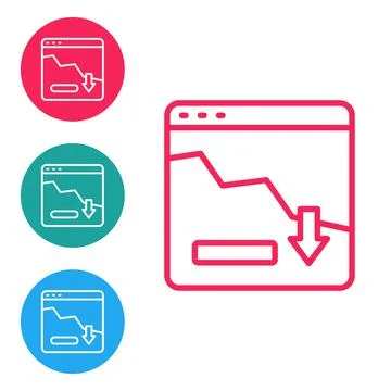 Red line Financial growth decrease icon isolated on white background. Increasing Stock Illustration