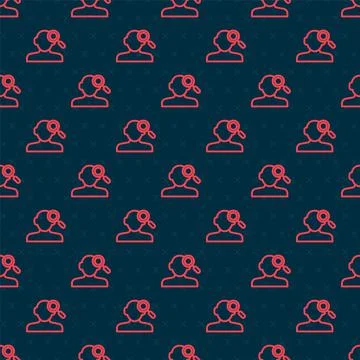 Red line Finding a problem in psychology icon isolated seamless pattern on black 스톡 일러스트