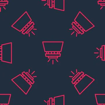 Red line Fire sprinkler system icon isolated seamless pattern on black backgr Stock Illustration
